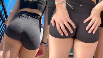 teen ass lycra shorts candid