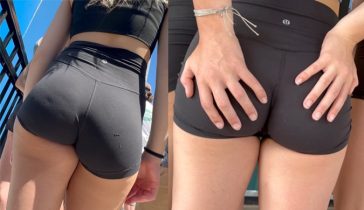 teen ass lycra shorts candid